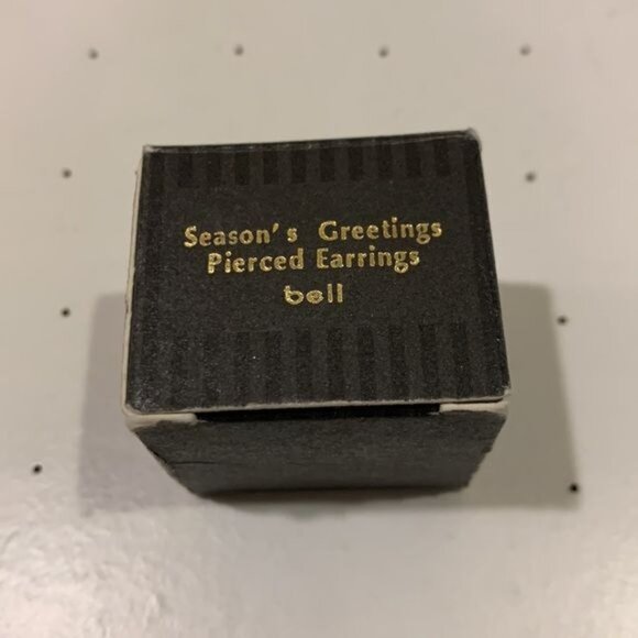 Vintage Avon Bell Seasons Greetings Earrings Pierced Studs Sparkly 1994 - Picture 5 of 6